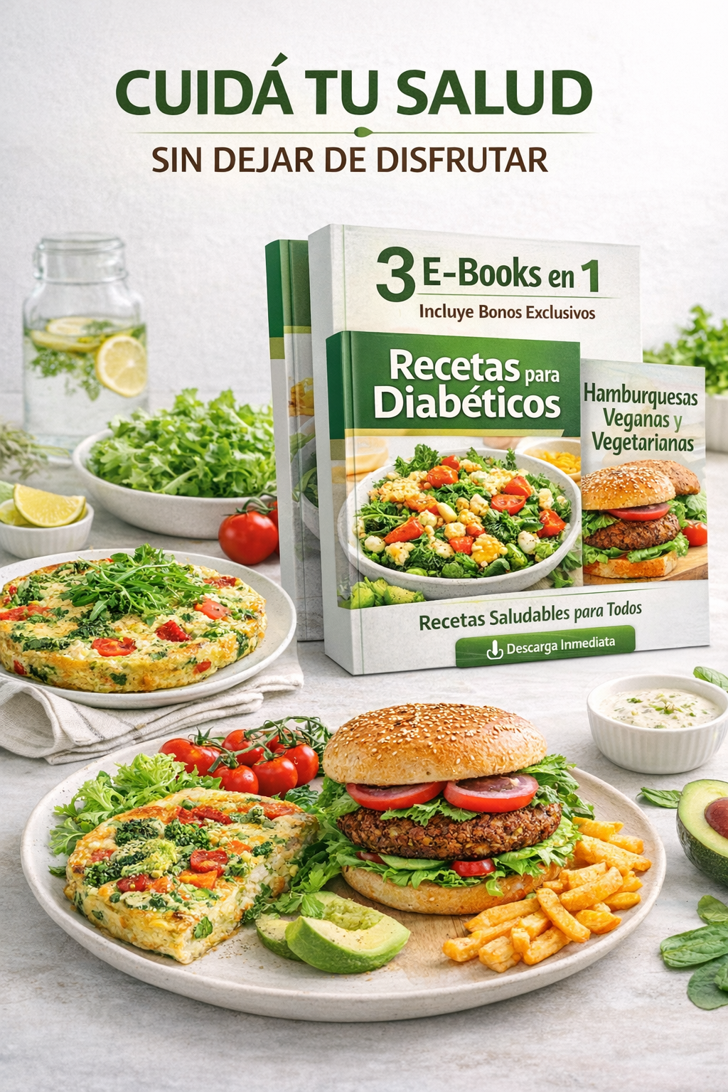 RECETARIO PARA DIABETICO + 2 BONOS VEGANOS Y VEGETARIANOS